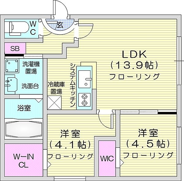 北海道札幌市西区発寒五条7丁目(賃貸マンション2LDK・1階・52.81㎡)の写真 その2