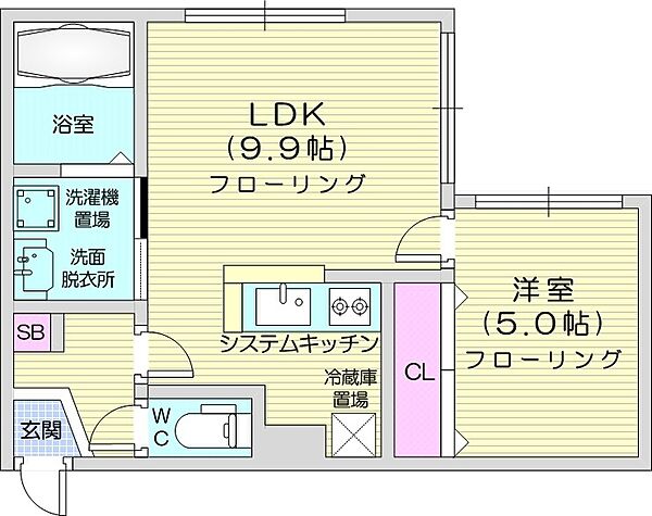 北海道札幌市中央区南二十二条西9丁目(賃貸マンション1LDK・2階・34.32㎡)の写真 その2