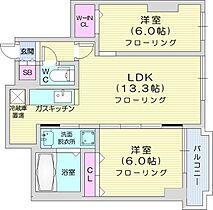 大通シャトー桂和西16  ｜ 北海道札幌市中央区大通西16丁目（賃貸マンション2LDK・7階・55.09㎡） その2