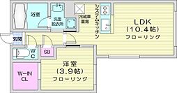 グランドエスポワールマルヤマ 3階1LDKの間取り