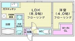 札幌市営南北線 麻生駅 徒歩8分の賃貸マンション 1階1LDKの間取り