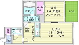 フォレスタ琴似 1階1LDKの間取り