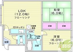 コーポ50 2LDKの間取図画像
