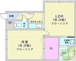 プラザインN34 1DKの間取図画像