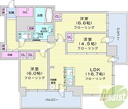 ザ・札幌タワーズイーストタワー 3LDKの間取図画像