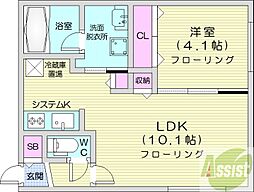 Aster　S14 1階1LDKの間取り