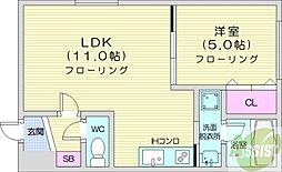 ラフィネ麻生 1LDKの間取図画像