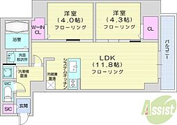 ASHMARUYAMA 2LDKの間取図画像