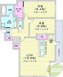桂和レジデンス裏参道 6階2LDKの間取り