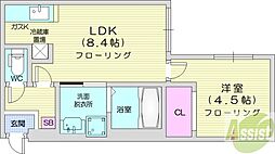 Cefiro Manzoni 3階1LDKの間取り