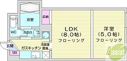 ノースシティーアンザイ 6階1LDKの間取り