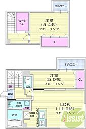 札幌市中央区南五条西11丁目マンション 2LDKの間取図画像