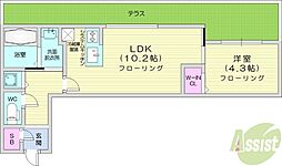 ラクラス大通東 1LDKの間取図画像
