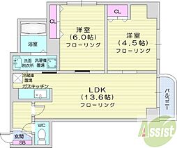 VestLifeカイセイ 2LDKの間取図画像