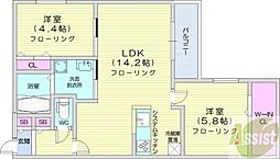 ブランシャールMH幌平橋 2LDKの間取図画像