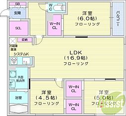 札幌市豊平区月寒東一条15丁目マンション 3LDKの間取図画像