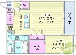 R-finoN17 1LDKの間取図画像