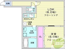 ステージノア北円山 1LDKの間取図画像