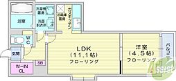さくらハイツ2 1LDKの間取図画像