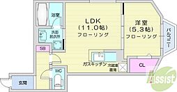 cityresidence北13条東 1LDKの間取図画像