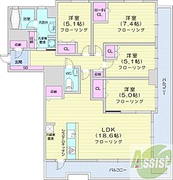 クリオ円山鳥居前 4LDKの間取図画像