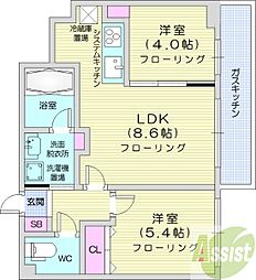 ラ・クラッセ札幌リードスクエア 2LDKの間取図画像