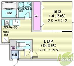 ポルトボヌール 1LDKの間取図画像