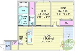 ポルトボヌール 2LDKの間取図画像