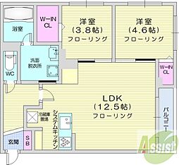 ラフィネ 2LDKの間取図画像