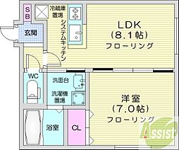 クリアフィールド 1LDKの間取図画像