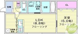 JIC新道東 1LDKの間取図画像