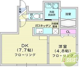 フォレスト南10条壱番館 1DKの間取図画像