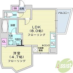 クラッセ円山WEST 1LDKの間取図画像