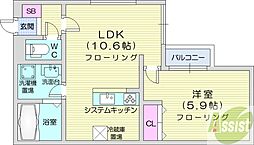 エムアールレジデンスN32 1LDKの間取図画像