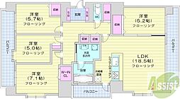 クリーンリバーフィネス知事公館 4LDKの間取図画像