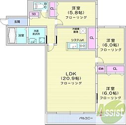 RainbowRoad宮の森2nd 3LDKの間取図画像