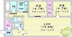 CassinaN21 2LDKの間取図画像