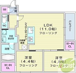 LiveCasa白石 2LDKの間取図画像