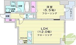 マストライフ南4条 1LDKの間取図画像