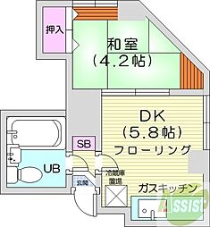 メゾンサッポロN26W5 1DKの間取図画像