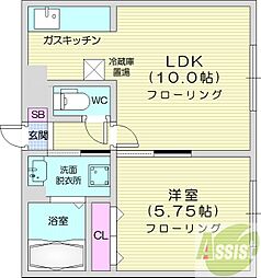 リバーサイドN24 1LDKの間取図画像