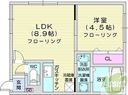 ロワブランシュ 1LDKの間取図画像