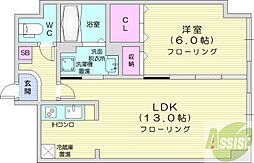 パークヒルズ山鼻 1LDKの間取図画像