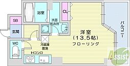 UURコート札幌南3条プレミアタワー ワンルームの間取図画像