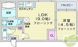 プレシェルト南円山 1LDKの間取図画像