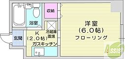 藤井ビル北14条 1Kの間取図画像