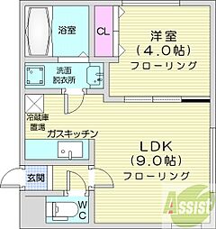 ロワシャルマン 1LDKの間取図画像
