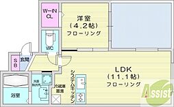 VillaUrbana桑園 1LDKの間取図画像