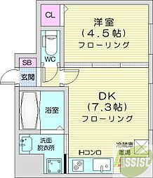 プライムアーバン大通公園1 1DKの間取図画像