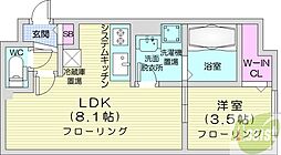ハーネス南6条 1LDKの間取図画像